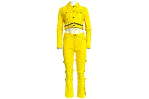 Factory Custom Short Top Denim Suit Women's Casual Raw Edge Jeans Two-piece Set