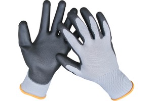 Black Work Gloves Safety Gloves With Anti-Cut And Anti-Static Functions Polyester And Nylon Pu