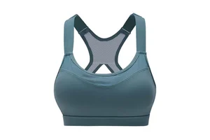 Women's High Support Quick Dry Ribbed Sports Bra-Yoga & Running 340g Polyester Spandex with Rhinestone Decoration
