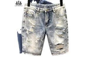 OEM Men's 100% Cotton Mid Button Solid Denim Shorts High Street Style Comfortable Urban Fashion Gym Casual Wear Breathable Quick