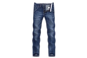 Super Selling Men's Large Size Jeans Casual Breathable Button Fly Solid Blue Color Pants