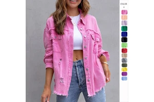 2025 Trending Products Spring Fall New Arrivals Jeans Coat Fashion Torn Jeans Jacket Long-sleeved Casual Cowboy Women's Jackets