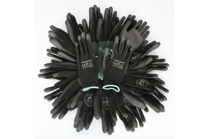 Perfect Grip Palm Coated Black PU Work Gloves En388 4131X Polyurethane Gardening Safety Gloves for Yard Work PU Dip Gloves