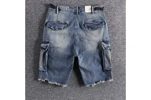 men summer denim shorts 100% cotton male short jeans multi pockets shorts men jeans skinny denim short