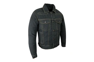 Men's Dark Denim Jacket Turn-down Collar Casual Cotton Single Breasted Button Front Regular Fit Autumn Outerwear