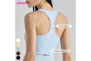 Janya Women's Breathable Gym Fitness Bras U-Neck Sleeveless Workout Running Tops Racer Back Yoga Sports Bra Front
