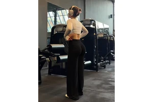 Women's Solid Mid Waist Slimming Straight Leg Yoga Pants with Quick Dry Breathable Fabric for Fitness Exercise