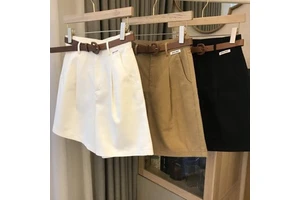 WITH BELT Workwear Shorts Women's High Waist Elegant Suit Shorts