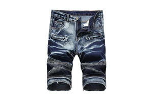 Men's Vintage Straight Woven Denim Shorts Breathable Mid Waist Dark Winter Custom Lace Casual High Quality