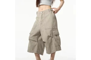 Custom Baggy Denim Shorts for Women Oversized Denim Shorts 6 Pocket Pants Women's Cargo Shorts