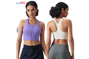 New Style High Support Front Zipper Sport Bra One Cup Adjustable Straps Breathable Shockproof Underwear Crop Top Fitness