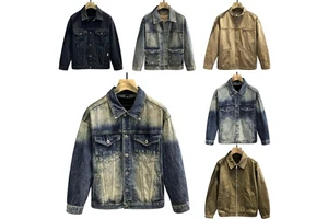Men's Loose and Comfortable Retro Denim Jacket Wholesale High-quality Street Jacket Fashionable Button Striped Printed Jacket