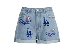 High Quality Women's Denim Shorts with Sequin Embroidery Personalized Logo Casual Wear for Game Day High School Teams