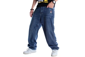 Custom Made Men's Jeans Denim Solid Woven Mid Waist Zipper Fly Embroidery 13oz Baggy Loose Fit Stone Washed Custom Logo Custom