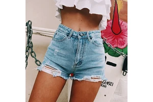 Shorts Pour Femmes Jeans Boot Cut Shorts High Waisted Ripped Stripe Pockets Shorts Jean Para Mujer