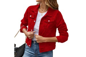 Fall Women's Denim Jackets Fashion Female Casual Long Sleeve Lapel Solid Button Down Chest Pocket Slim