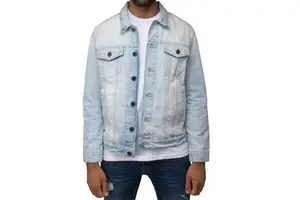 Custom Casual Men's Stylish Denim Jacket with Front Logo Canvas Fabric Breathable Streetwear Winter High Quality 340g