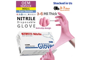 4mil 6mil 8mil Manufacturers Medical Hand Black Pink Disposable Nitrile Medi Grip Glove Powder Free