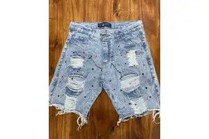 Wholesale 100% Cotton Jeans Denim Shorts Print Streetwear Distressed Ripped Slim Fit Men'S Denim Jeans Shorts