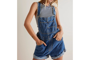 2026 Retro Loose Wide Leg Denim Short Overalls for Ladies, High Waist Baggy Straight Jean Jumpsuit Daily Outfit