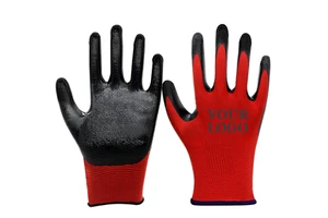 Safender CE Personal Hand Protection Latex Coating Red/Nylon Anti-Skid Wearable Waterproof Safety Gloves For Heavy Work