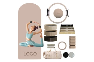 Yoga Mat Home Fitness Set Gym Yoga Ball & Circle Pilates Ring Stretch Band Resistance Pilates Kit Set Yoga Pilates Accessories