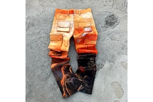 Custom Plus Size Men's Knitted Colored Washed Straight-leg Denim Jeans Quick Dry Mid Waist Summer Casual Streetwear