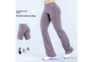 Women's High-Waisted Ankle-Length Yoga Pants-Breathable Four-Way Stretch Nylon/Spandex Sports Pants with Elastic Waistband