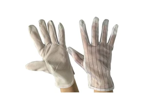 ALLESD Electrical Insepection Non-Slip White Color Cleanroom Antistatic ESD PVC Dotted Gloves