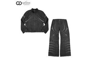 Factory Direct Custom Your Brand Men's Spring Breathable Cotton Denim Jacket and Oversized Pants Set Y2K Style High Quality OEM
