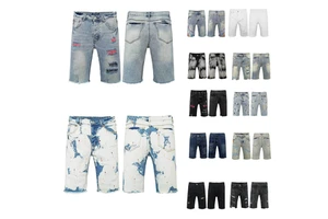 Factory High Quality Men's Casual Jean Shorts Jorts Woven Mid Waist Straight Style Medium Wash Denim Shorts Quick Dry Summer