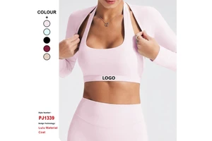 Custom Organic Cotton Quick-Drying Breathable Long-Sleeved Shawl Women'S Cardigan Yoga Jacket Gym Fitness Workout Sports Top