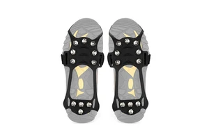 11 Teeth Rubber Ice Cleats Portable Waterproof Shoe Covers for Snow/Ice Walking Safety Hiking Camping & Ice Climbing
