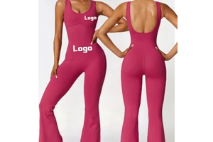 New Arrival Wholesale Fitness Sports Gym Workout Backless Workout One Piece Yoga Jumpsuit