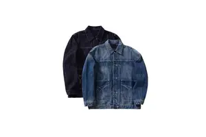 Wholesale OEM Men's Original 100% Cotton Denim Jacket Patchwork Striped Print Windproof Y2K Vintage Button Casual Fall Winter