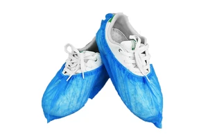 Wholesale Disposable Suitable Good Quality PE Blue Safety Pull-On Shoe Covers Anti-Slip Elastic Abrasion-Resistant Home Office