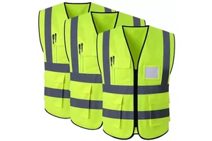 Custom Logo High Visibility Safety Vest Construction Worker Vest Roadway Safety Vest