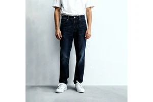 Modern Fit Dark Wash Straight Leg Men Jeans Trendy Premium Soft Cotton Denim Pants Casual Slim Fit Male Trousers Wholesale
