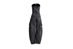 2024 New Fashion Street Style Tube Top Waist Shaping Show Hot Girl Multi-Pocket Denim Overalls Jumpsuit
