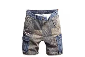 Men's Distressed Wash Breathable High-quality Cotton Denim Jean Shorts High Waist Straight Fit Casual Summer Style Denim Shorts