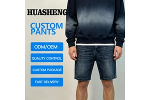 Customized Men's Breathable Casual Denim Shorts Distressed Light Wash Straight Mid Waist Jeans Man Denim Shorts