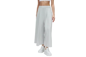 Women's Breathable High-Waisted Loose Wide-Leg Culottes Pants Elastic Waist Stretchy Drapey Slimming Casual Summer Office