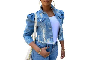 Woman Apparel Classic Coat Jean Jacket Ladies Long Sleeve Plus Size Heavyweight Crop Women Denim Jacket