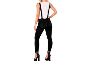 2025 Women's Casual High-Waist Skinny Ripped Jeans Denim Jumpsuit Overalls Summer Style Button Decoration Washed Technics