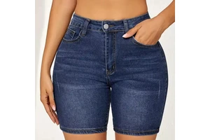 Light Weight Women Casual Knitted Denim Shorts High Waist Stretchable Eco-Friendly Hot Plus Size Wholesale Spandex/Polyester