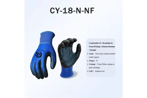CY Manufacturers Factory 18 Gauge Nylon Nitrile Foam Safety Gloves CE Certified EN388 Ultra Lightweight Breathable Gloves