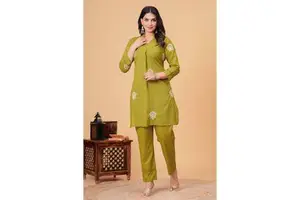 Modest White Embroidery Casual Office Wear Women's Plus Size Full Sleeves Suit Pants Indian Coord Pant Cotton Wholesale Cord Set