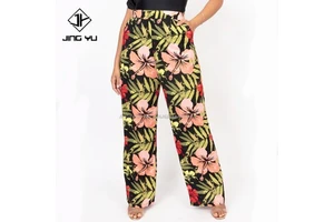 Custom Printed Hawaiian Pants for Women High Waist Slacks Baggy Plus Size Palazzo Wide Leg Pants Women Women's Pants & Trousers