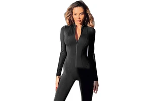 Autumn Fall High Waist Knitted Skinny Solid Casual One Piece Long Sleeve Fitness Gym Sports Jumpsuits