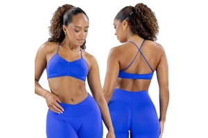 New Popular Women's High Elastic Shock-proof Cross Back Yoga Tops Seamless Backless Front Print Gym Running Wear
